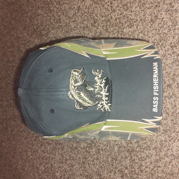 Buckmaster Bass Fisherman Black Camo Embroidered Strapback Fishing Hat OS - Picture 1 of 8
